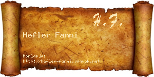 Hefler Fanni névjegykártya
